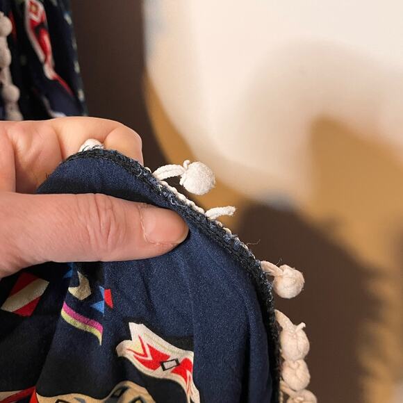 VINTAGE CATO navy multi tribal Aztec boho kaftan swim coverup size Medium/Large - Picture 5 of 6